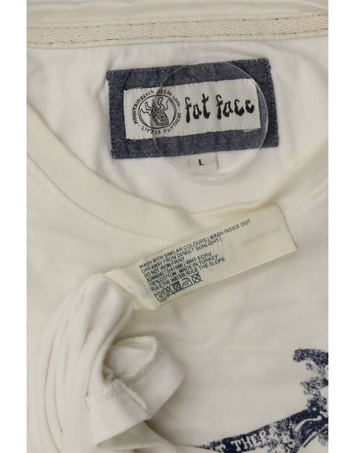 Fat Face Herren-T-Shirt mit Grafik, Größe L, aus weißer Baumwolle