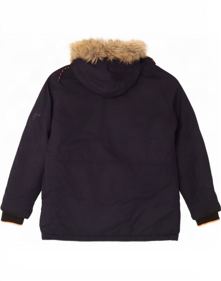 Superdry Herren-Parka mit Kapuze, UK 44 2XL, Marineblau, Polyester