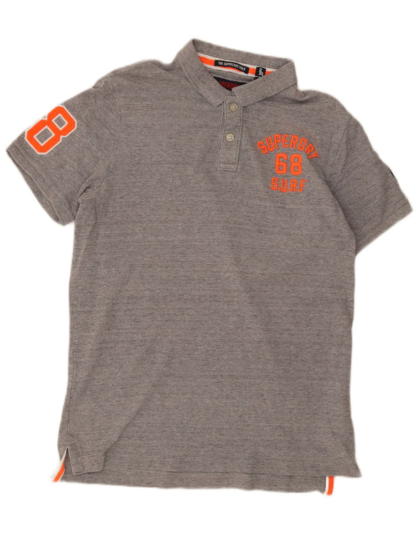 Superdry Herren-Poloshirt mit Grafik, 2XL, graue Baumwolle