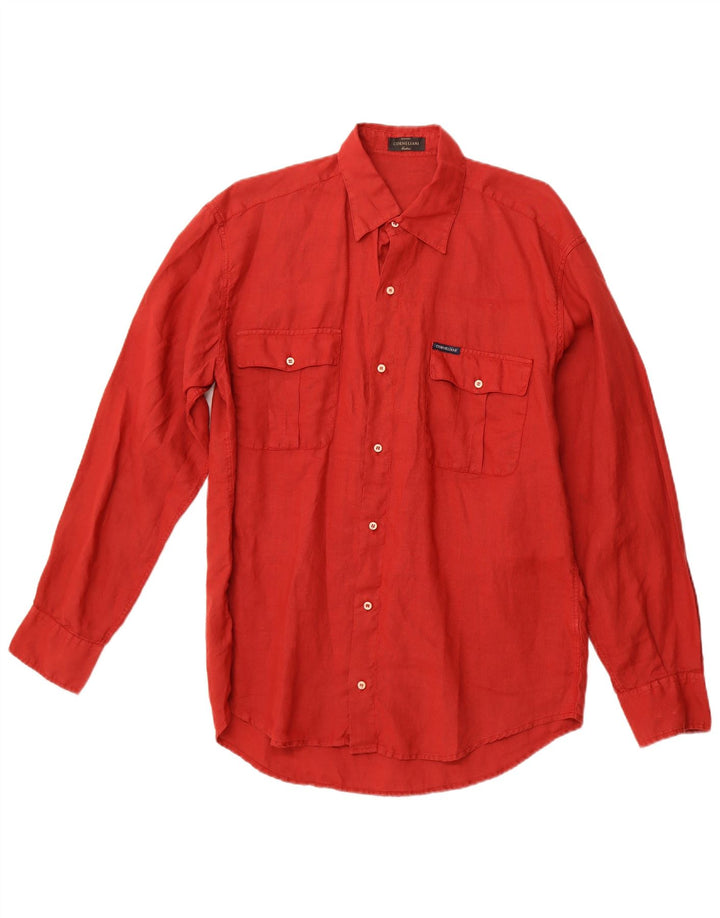 CORNELIANI Herrenhemd Größe 41 16 Großes rotes Leinen