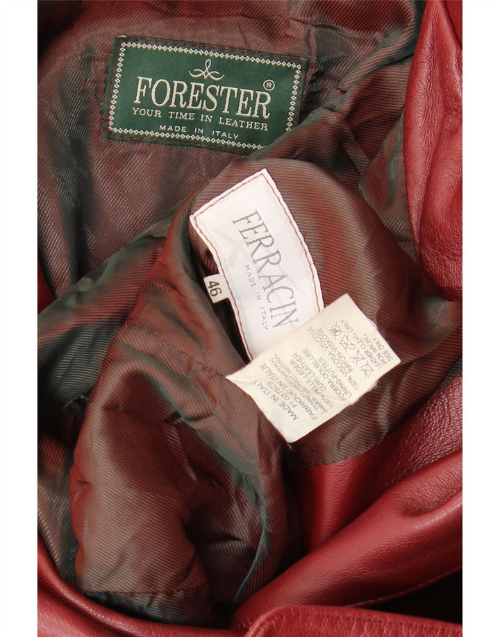 Forester Damen-Blazerjacke aus Leder mit 3 Knöpfen, IT 46, großes burgunderrotes Leder