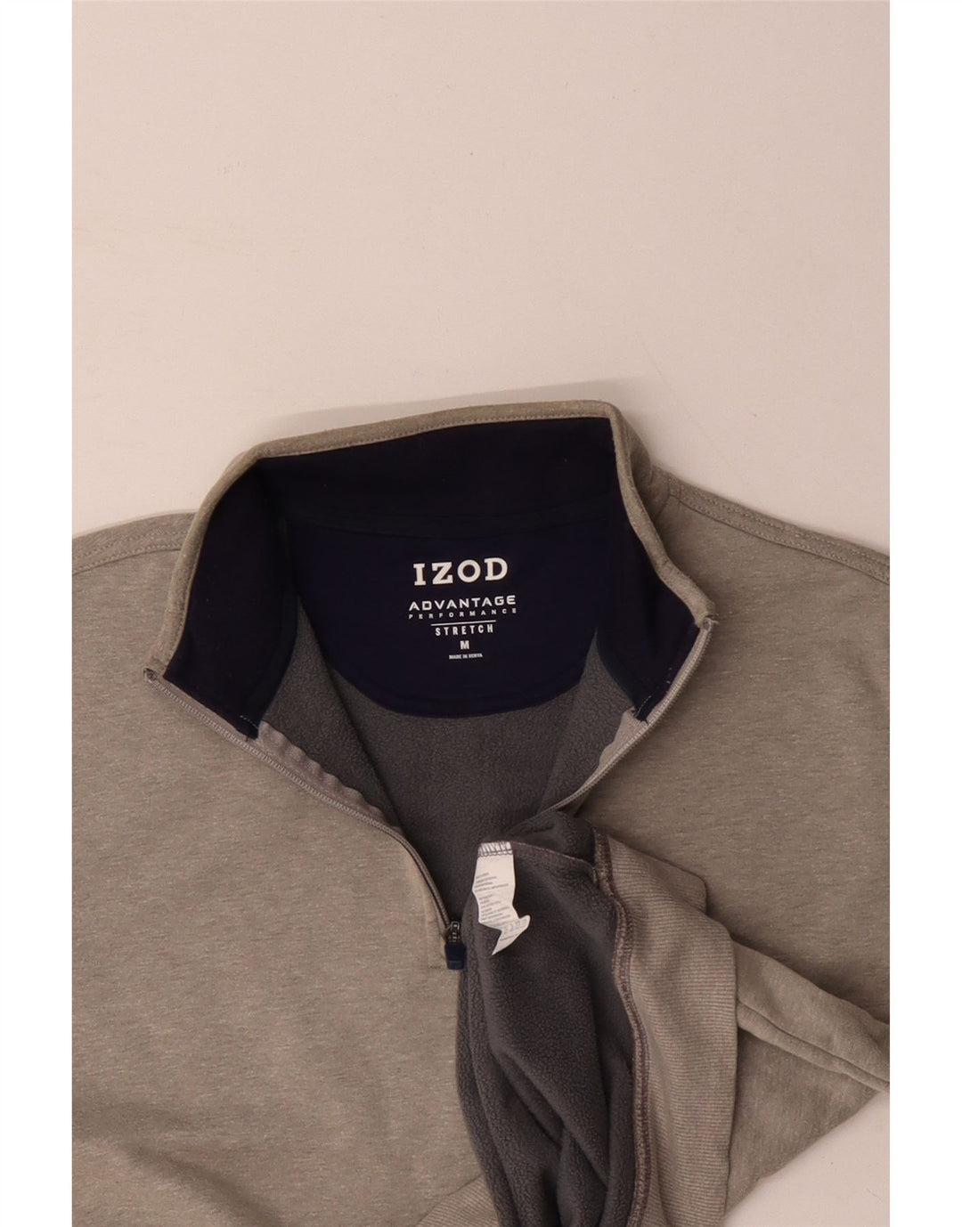 IZOD Herren-Sweatshirt mit Reißverschluss am Hals, mittelgraue Baumwolle