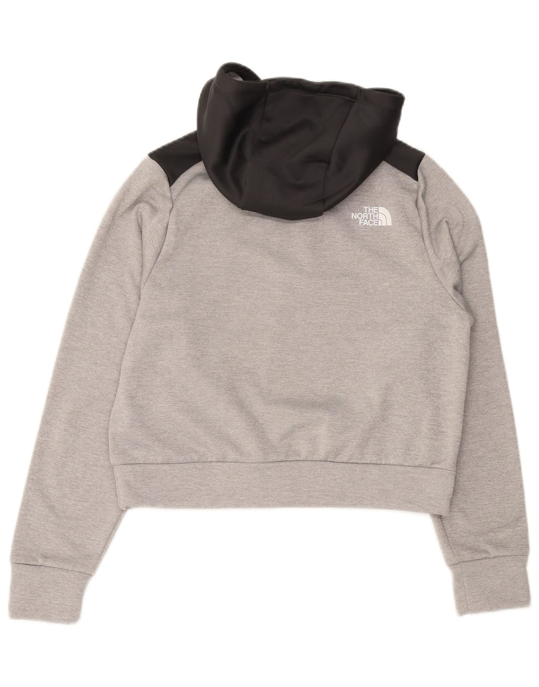 THE NORTH FACE Damen Crop Hoodie Pullover UK 12 Mittelgrau Farbblock