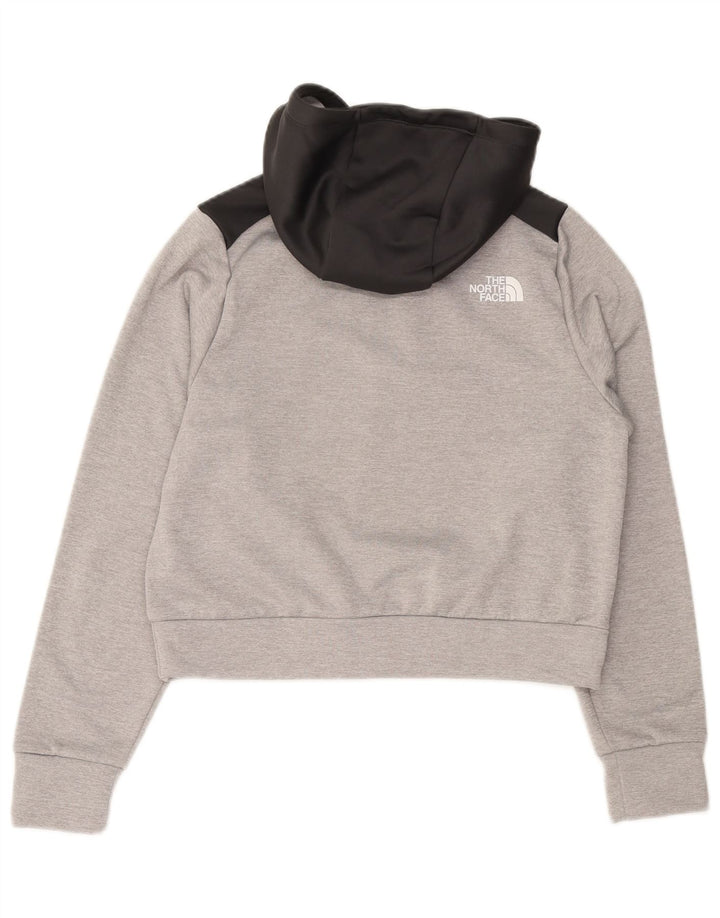 THE NORTH FACE Damen Crop Hoodie Pullover UK 12 Mittelgrau Farbblock
