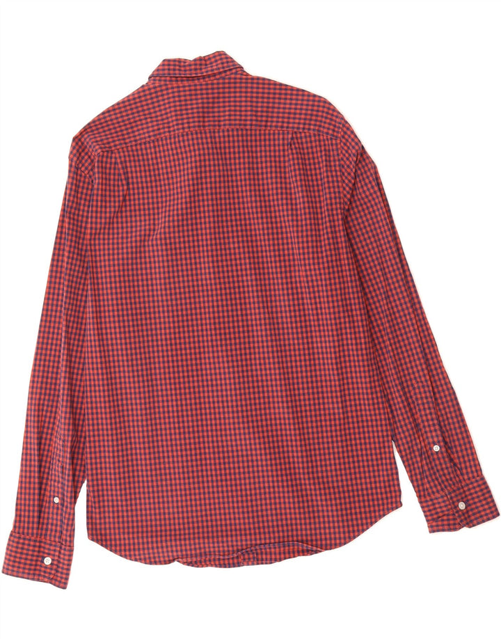 J. CREW Mens Flex Slim Shirt Medium Red Check Cotton Vintage J. Crew and Second-Hand J. Crew from Messina Hembry 