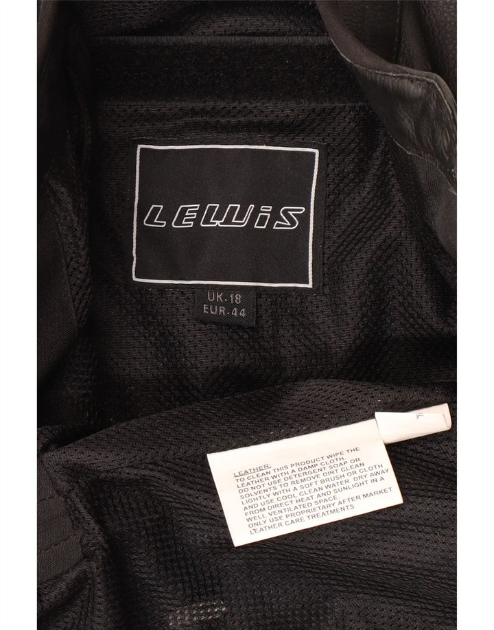 LEWIS Damen Leder Bikerjacke UK 18 XL Schwarzes Leder