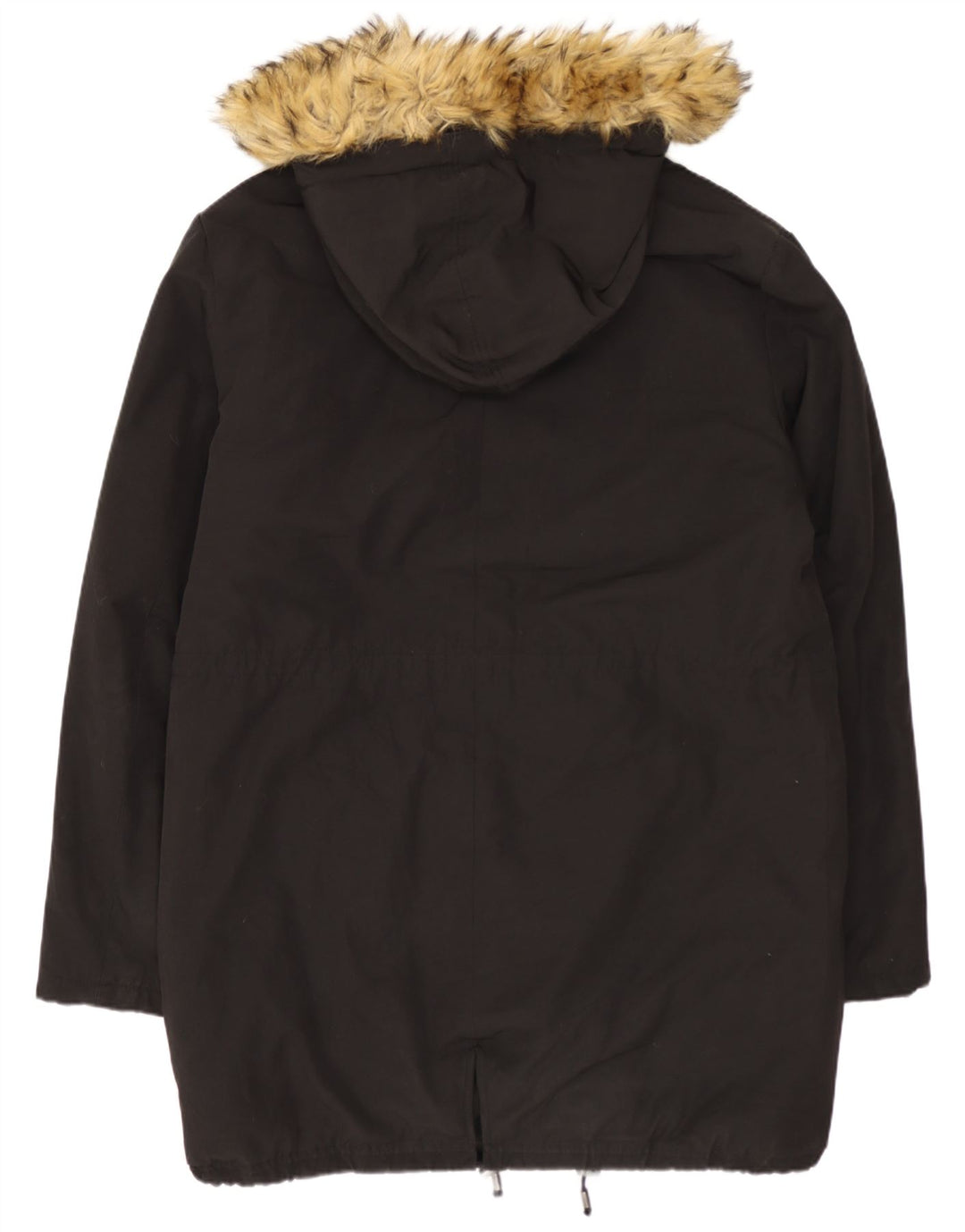 Zara Herren-Parka mit Kapuze, Größe 40, Größe L, Schwarz, Baumwolle