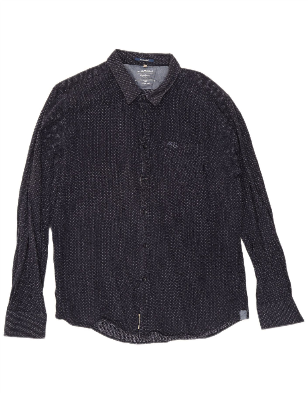 PEPE Jeans Herrenhemd XL Marineblau gepunktete Baumwolle