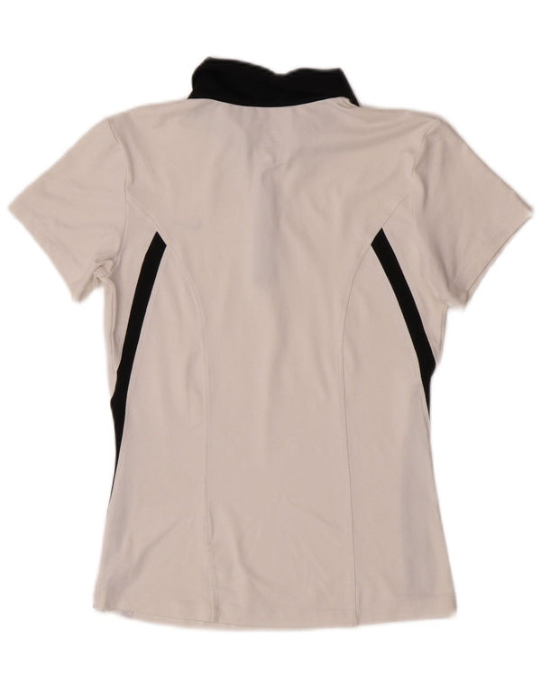 Nike Damen Dri Fit Poloshirt UK 10 Small Weiß Farbblock