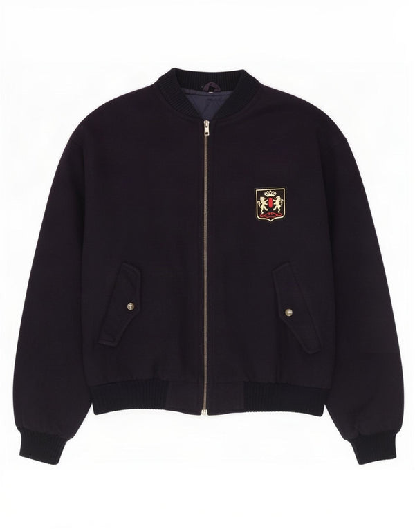 Vintage Herren Bomberjacke UK 40 Große marineblaue Wolle