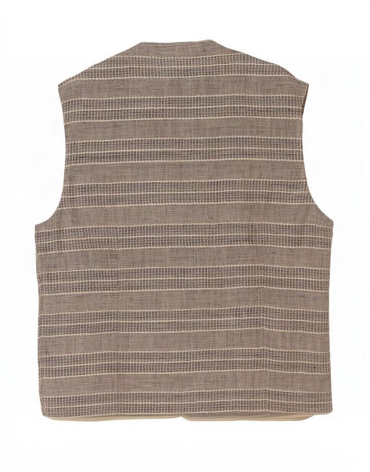 Vintage Herren Weste mit klassischer Passform, groß, braun gestreift