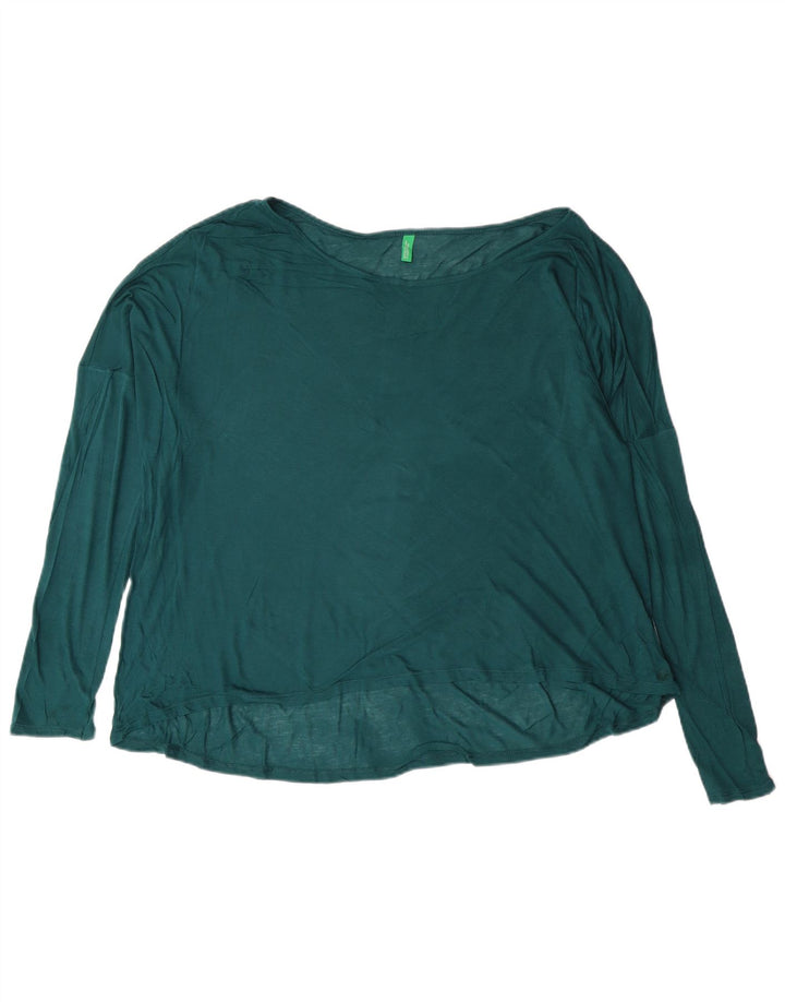 BENETTON Damen Durchsichtiges Top Langarm UK 18 XL Grün