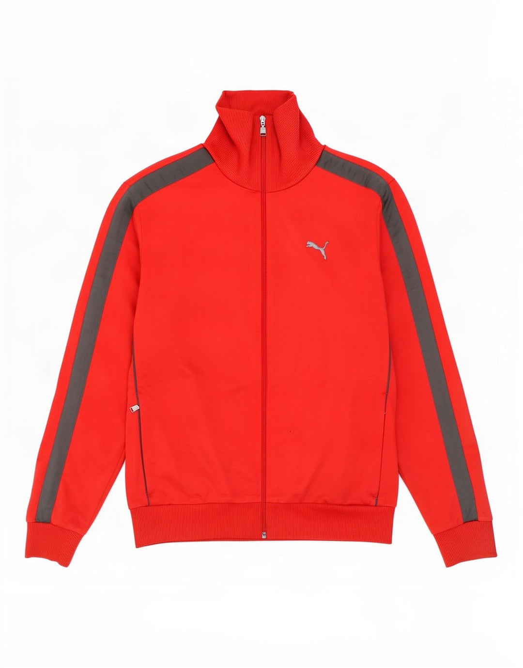 Puma Herren-Trainingsanzug-Top-Jacke, großes rotes Farbblock-Polyester
