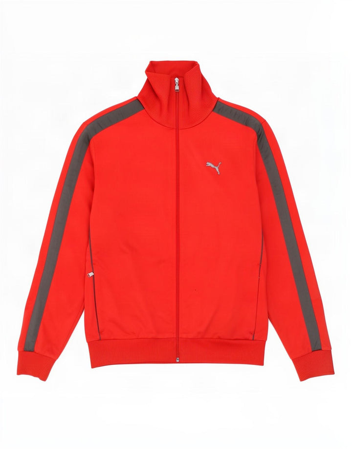 Puma Herren-Trainingsanzug-Top-Jacke, großes rotes Farbblock-Polyester
