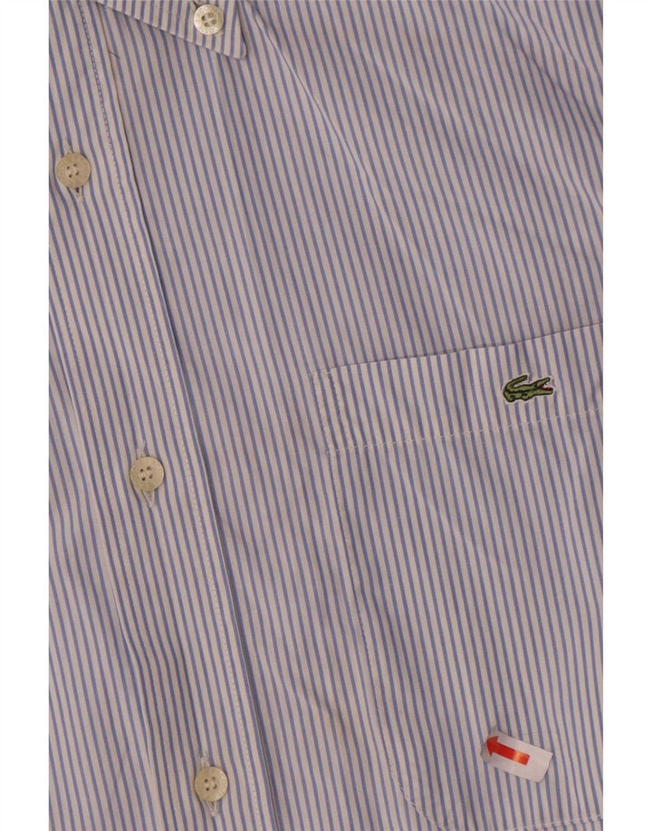 Lacoste Herrenhemd Größe 39 Mittelblaue Nadelstreifen-Baumwolle