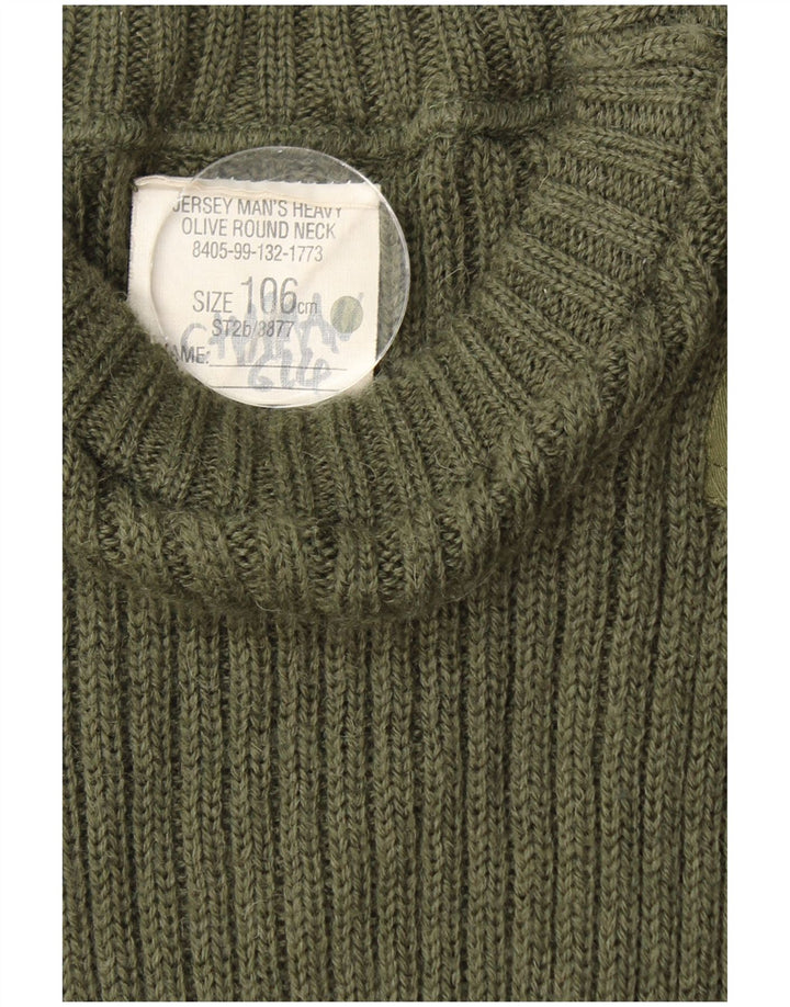 VINTAGE Herren-Pullover im Militär-Stil mit Rundhalsausschnitt, Mittelkhaki