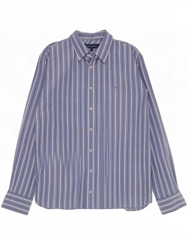 Tommy Hilfiger Herrenhemd, groß, blau gestreift, Baumwolle