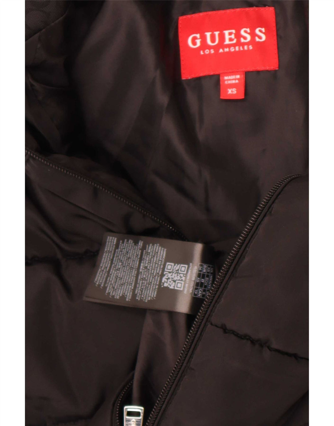 Guess Damen Crop Graphic Wattierte Jacke UK 6 XS Schwarz Polyester