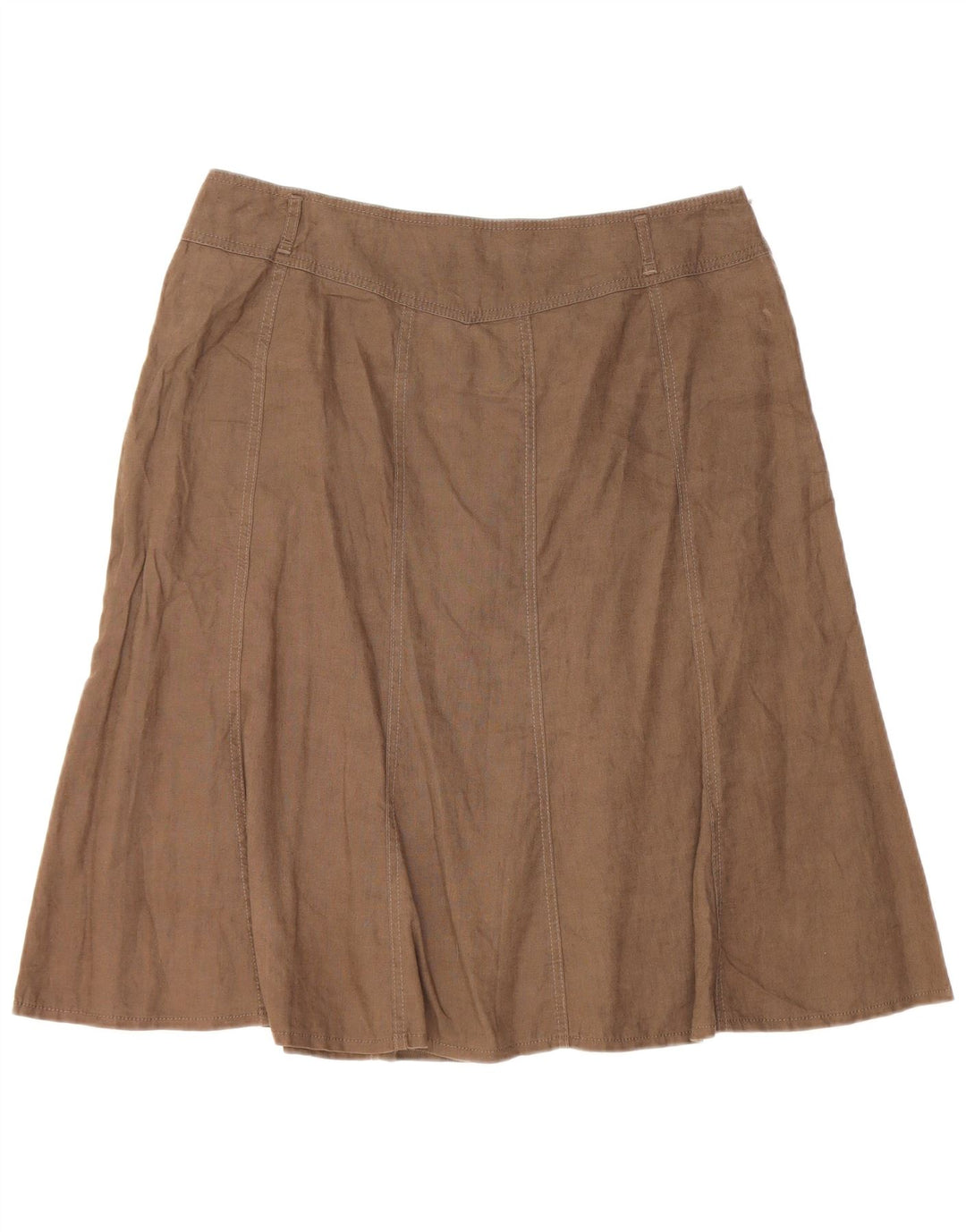 Marks & Spencer Damen ausgestellter Rock UK 16 Large W32 Braunes Leinen