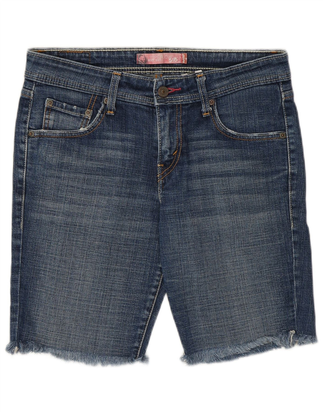 Levi's Damen 518 Denim-Shorts mit niedriger Taille, Größe 7, mittelgroß, W30, blaue Baumwolle