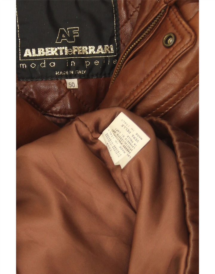 Vintage Herren Bomber Lederjacke IT 50 Large Braun