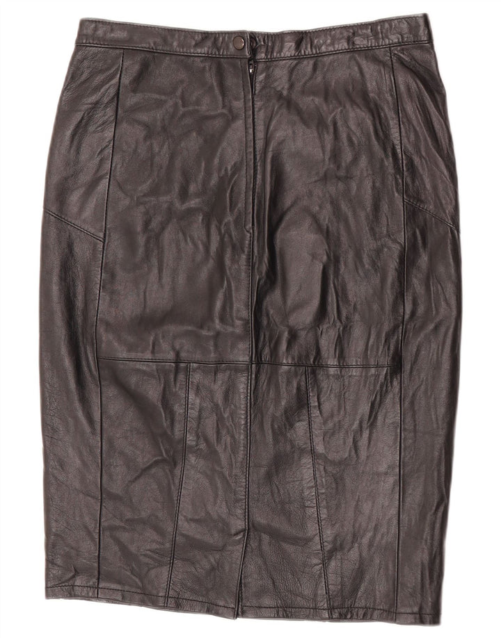 VINTAGE Damen Lederrock W30 Mittelschwarz