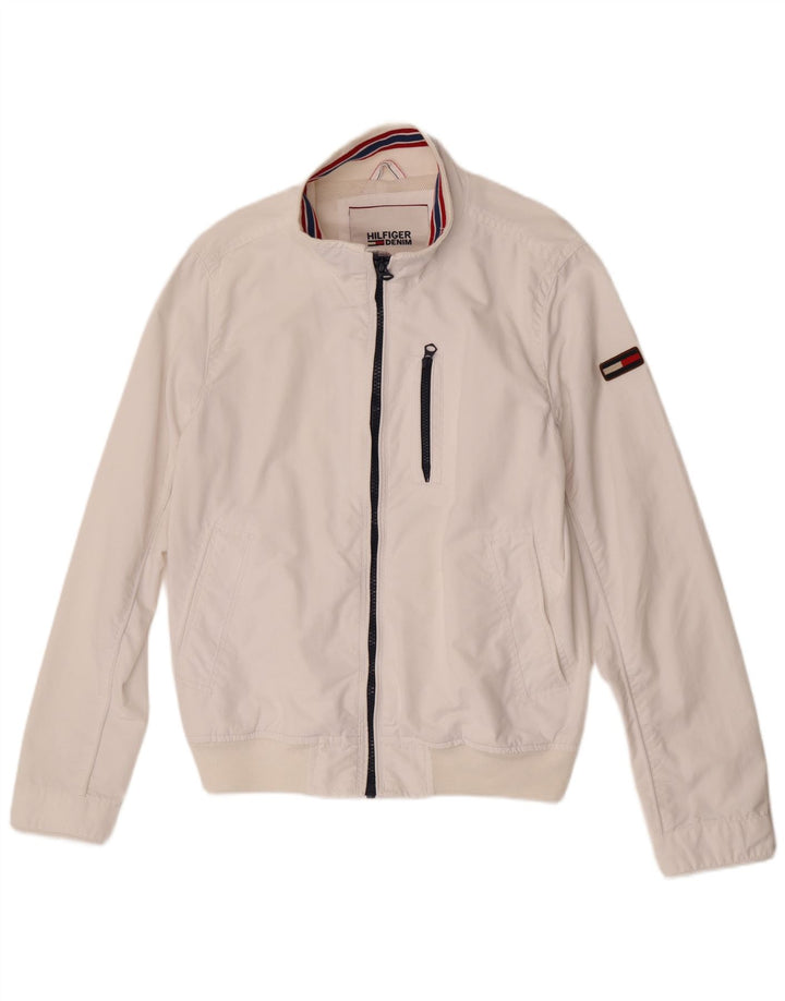 Tommy Hilfiger Herren Bomberjacke UK 38 Mittelweißes Nylon