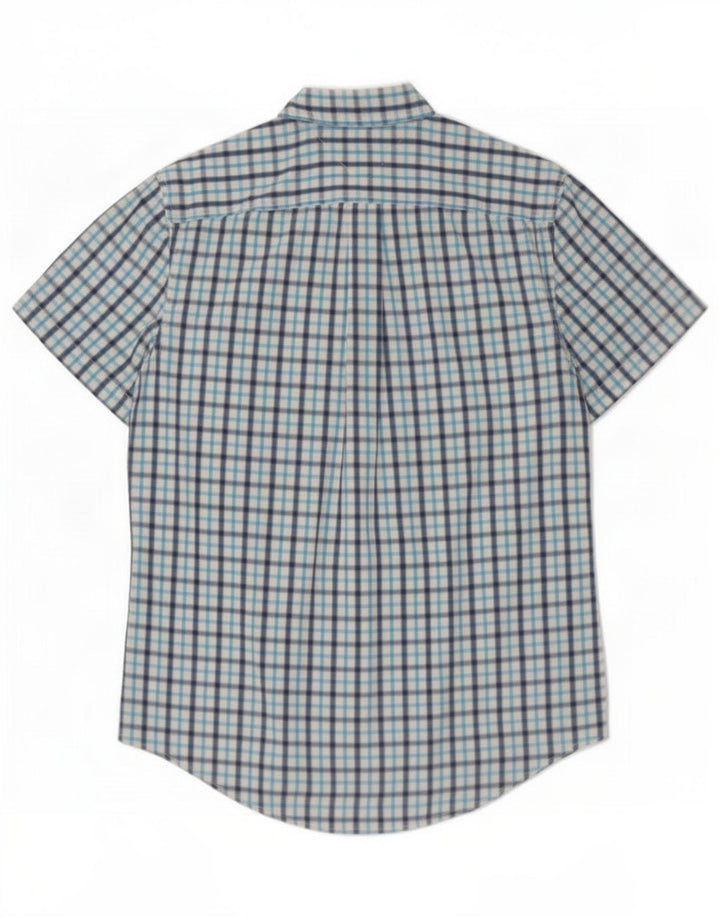 Tommy Hilfiger Herren-Kurzarmhemd, groß, blau kariert, Baumwolle