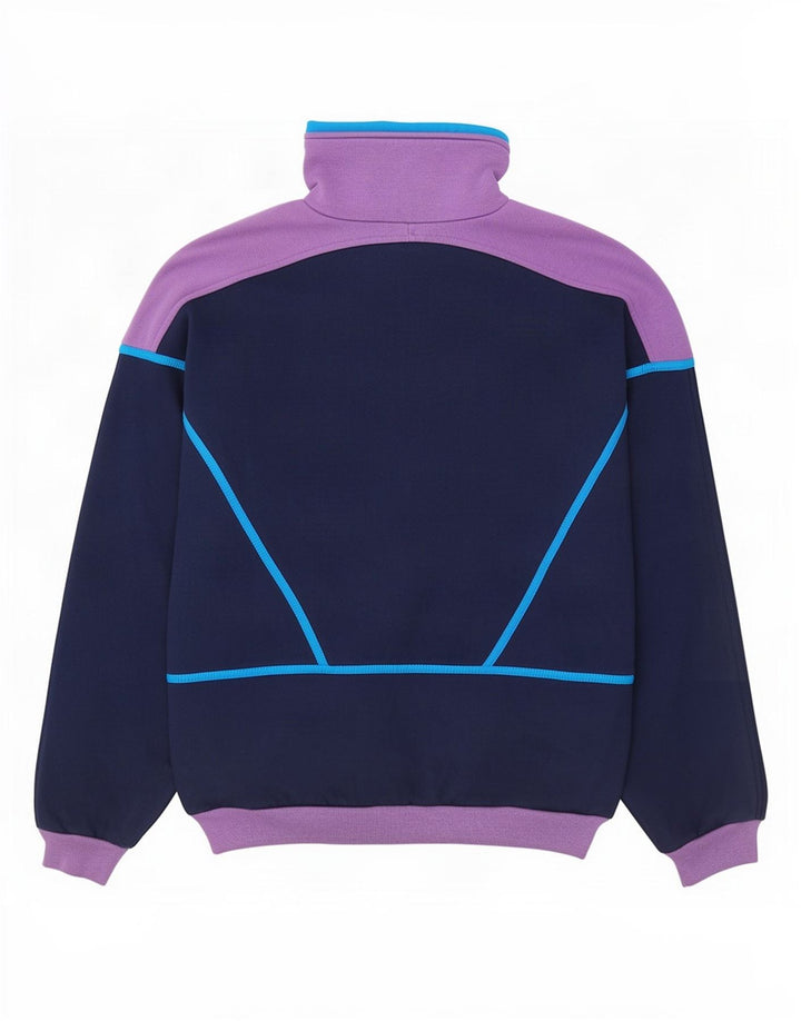 Lotto Herren-Sweatshirt mit Reißverschluss am Hals, großes marineblaues Farbblock-Polyester