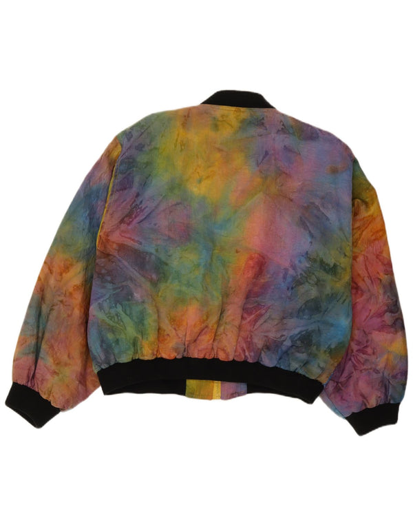 Vintage Damen Bomberjacke IT 42 Medium Mehrfarbig Tie Dye Polyamid