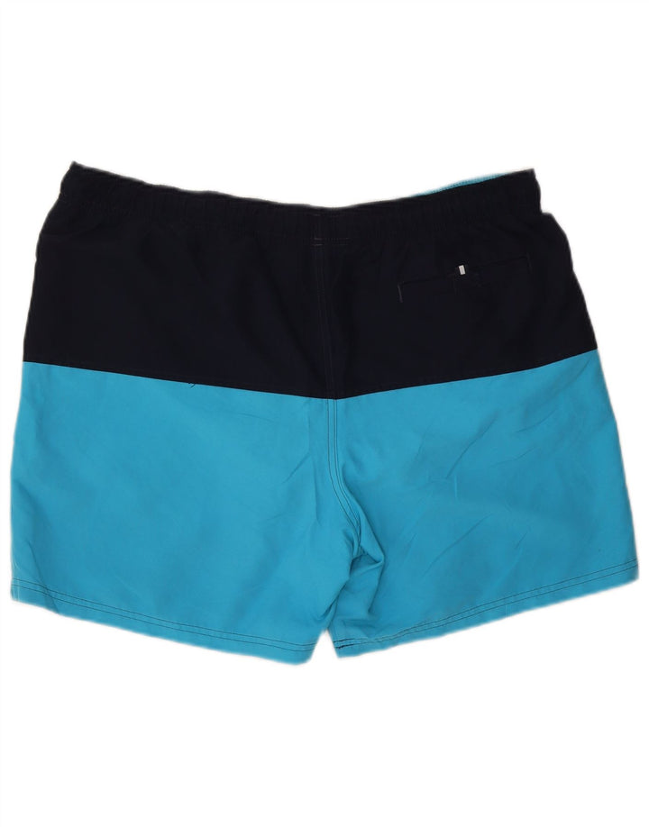 Marks & Spencer Herren-Badeshorts XL, blaues Colourblock-Polyester