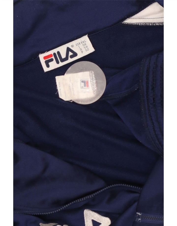 FILA Herren-Trainingsanzugoberteil mit Grafik, 2XL, Marineblau, Farbblock-Polyester