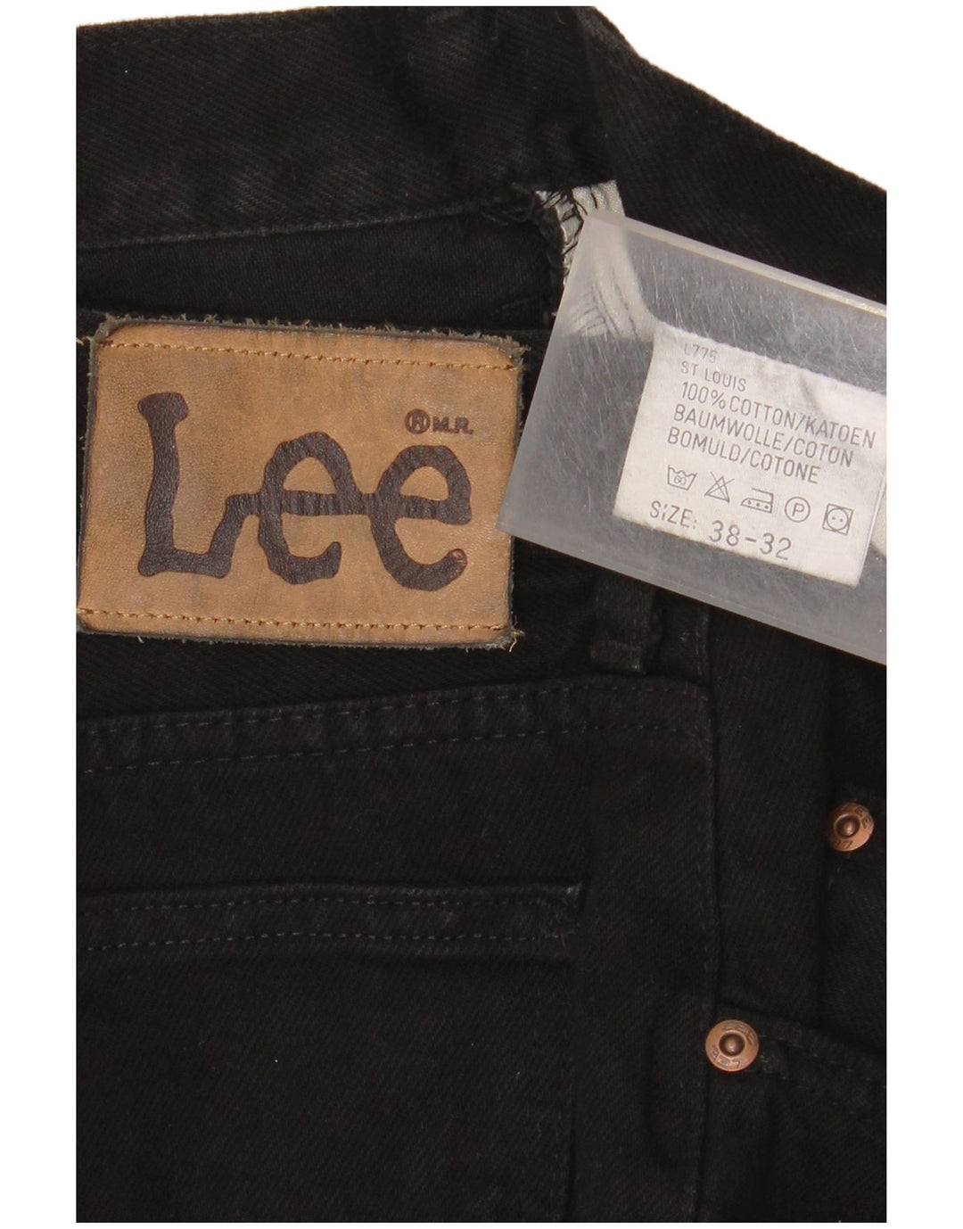 LEE Herren St.Louis Tapered Jeans W38 L32 Schwarze Baumwolle