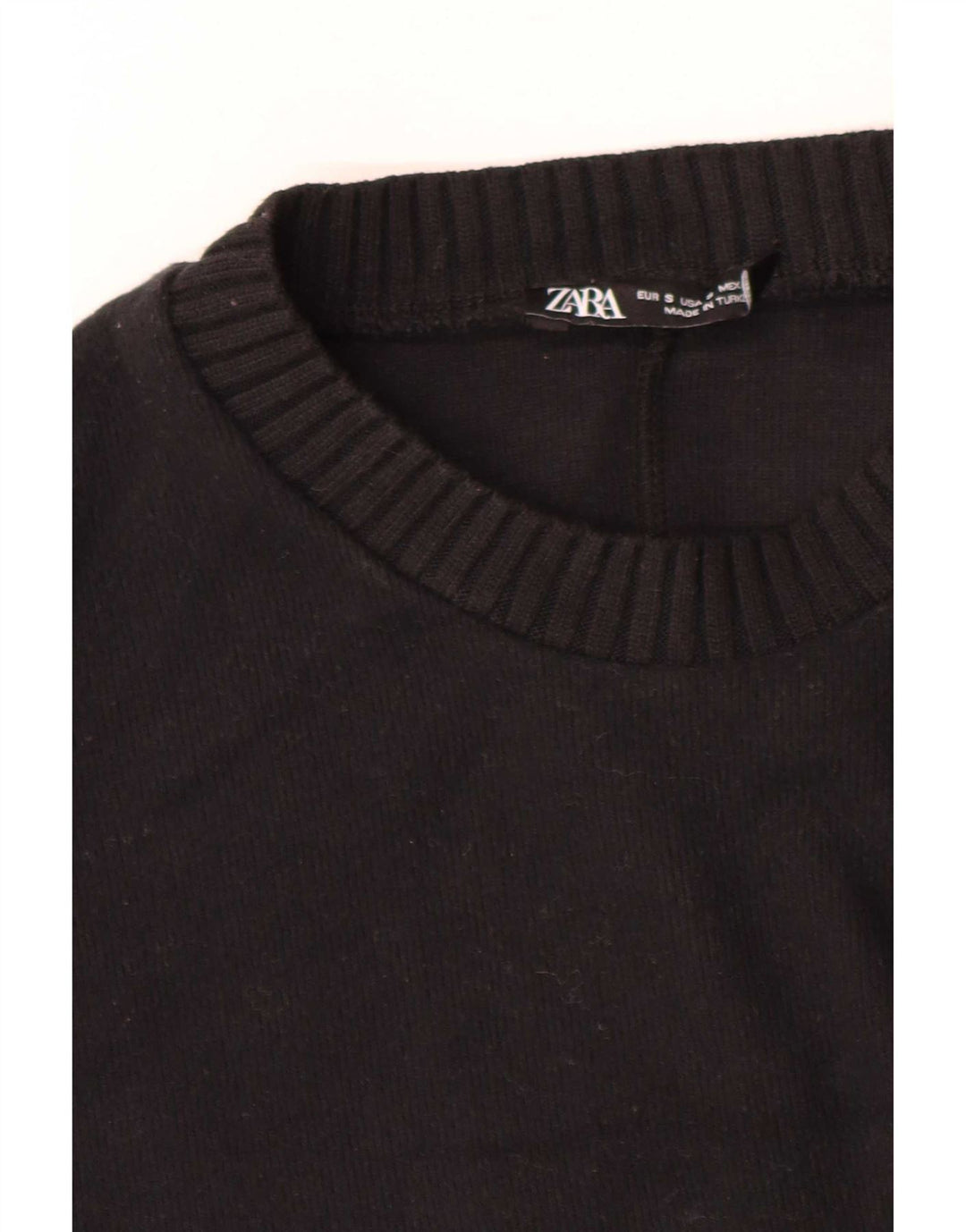 Zara Damen Langarm-Pulloverkleid UK 10 Small Schwarz Polyester