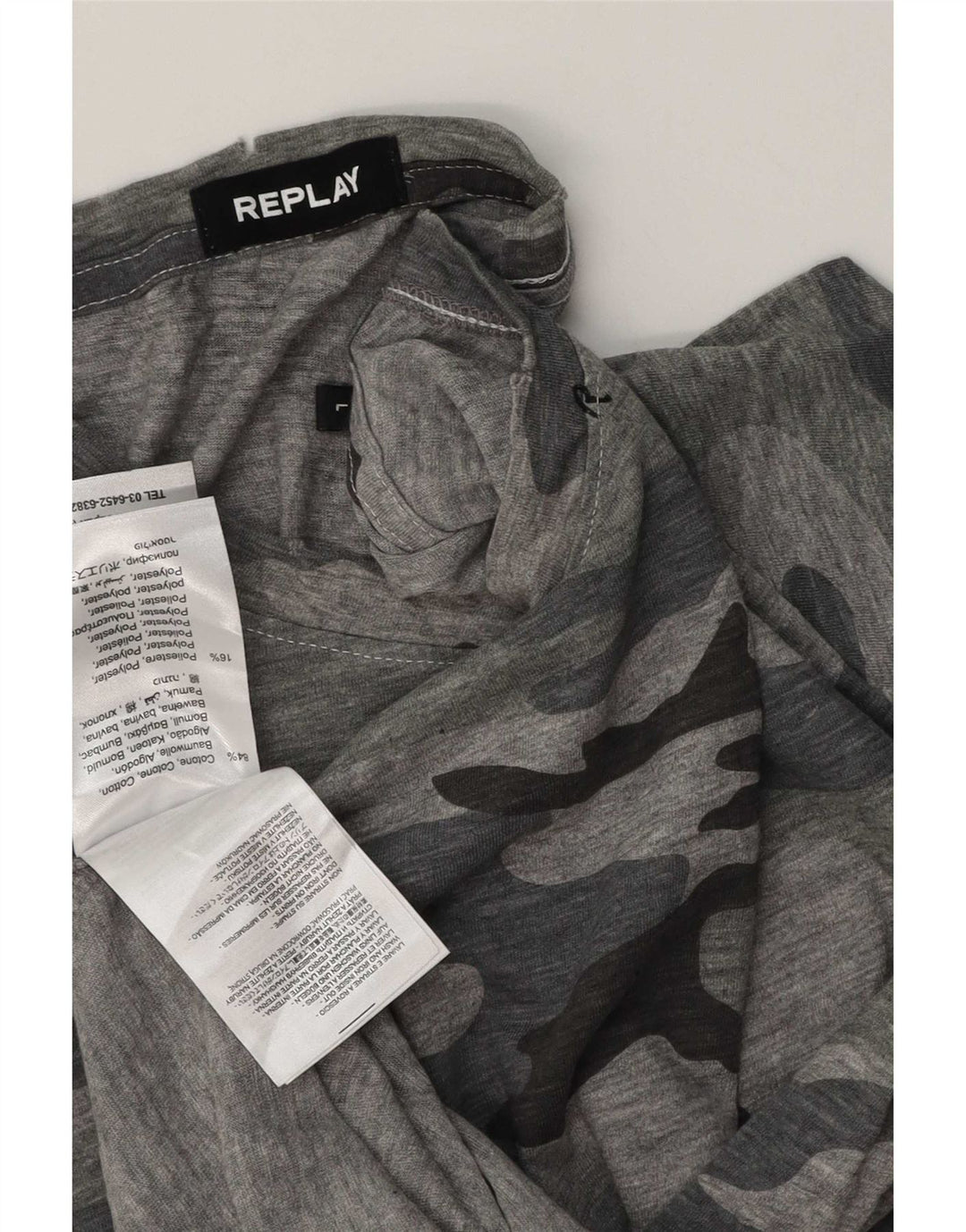 Replay Herren T-Shirt Top Large Grau Camouflage