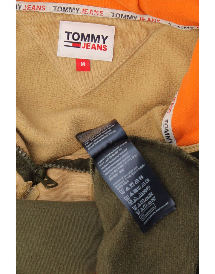 TOMMY JEANS Herren-Kapuzenpullover in Übergröße mit Reißverschluss am Hals, mittelgrün, Farbblock