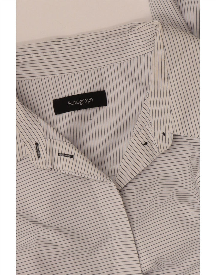 Marks & Spencer Damen Autograph Hemdkleid UK 14 Mittelweiß gestreift