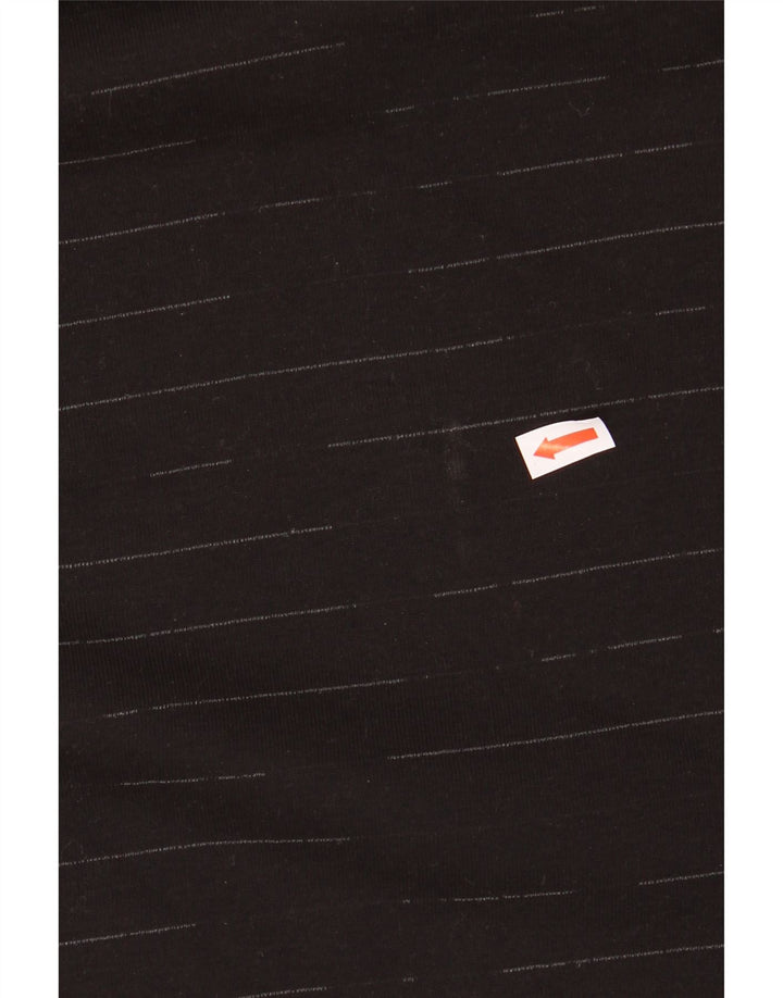 HUGO BOSS Herren-Top, langärmelig, groß, schwarze Nadelstreifen-Baumwolle