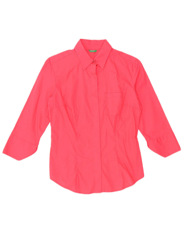 BENETTON Womens 3/4 Sleeve Shirt UK 12 Medium Pink