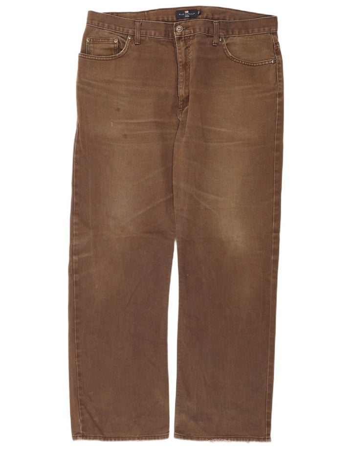 Marks & Spencer Herren Blue Harbor Straight Jeans W38 L31 Braune Baumwolle