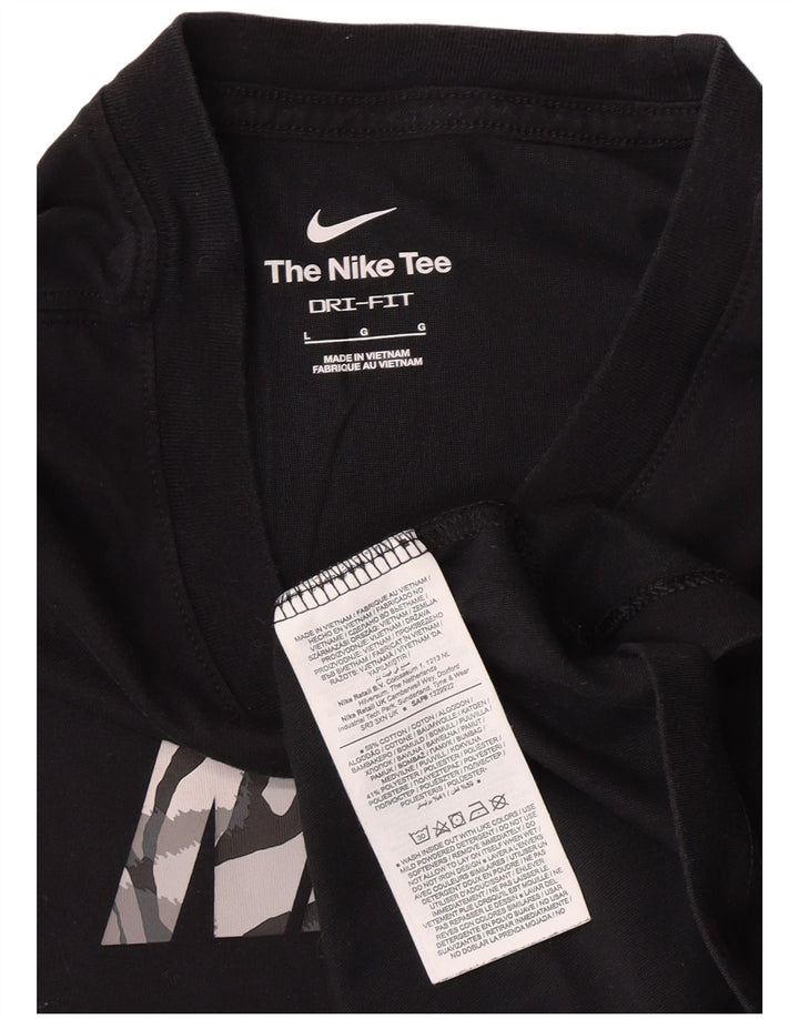 Nike Herren Dri Fit Graphic T-Shirt Top Large Schwarz Baumwolle