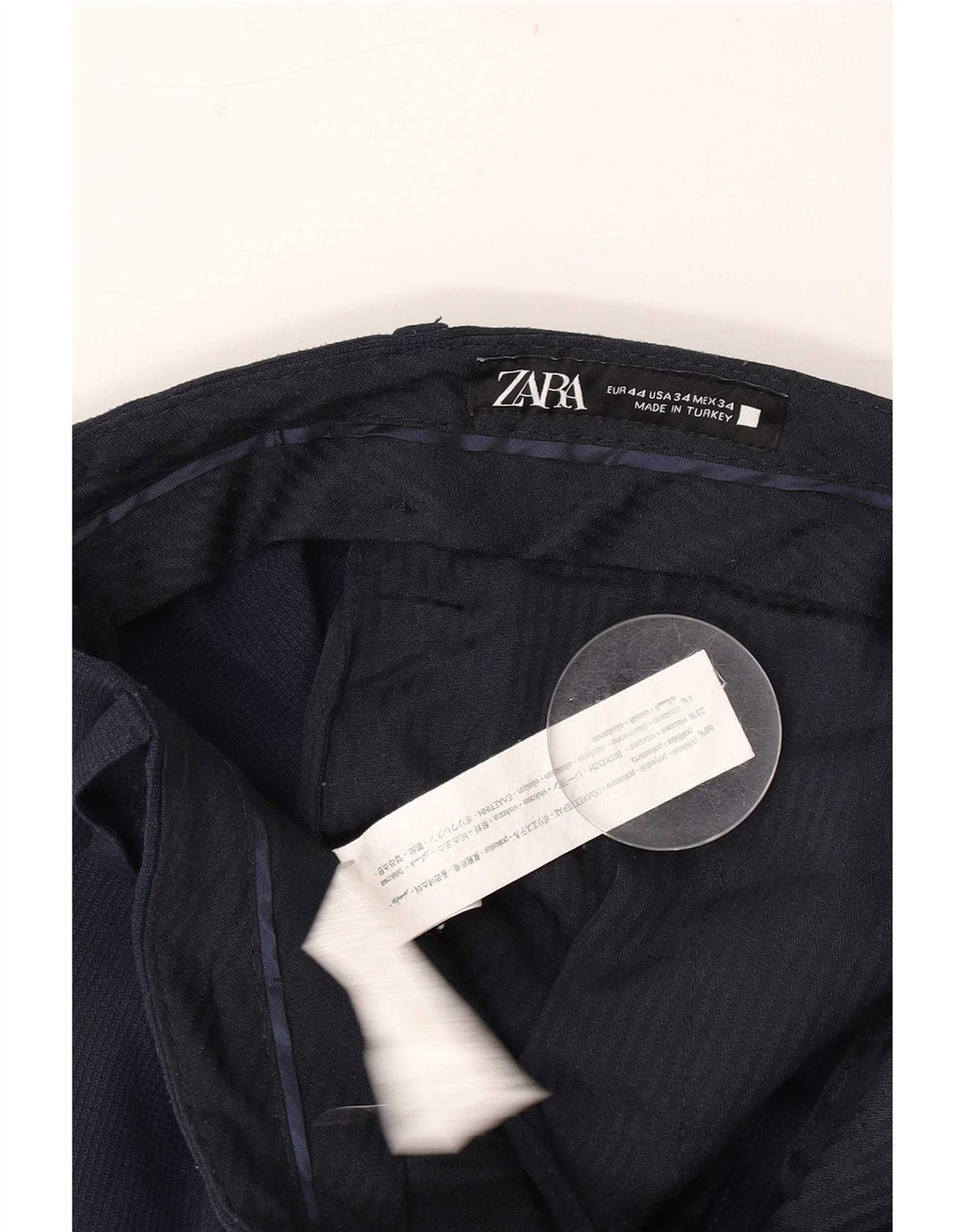 Slim-Anzughose für Herren von Zara, EU 44, Größe L, W34, L30, Marineblau, Polyester