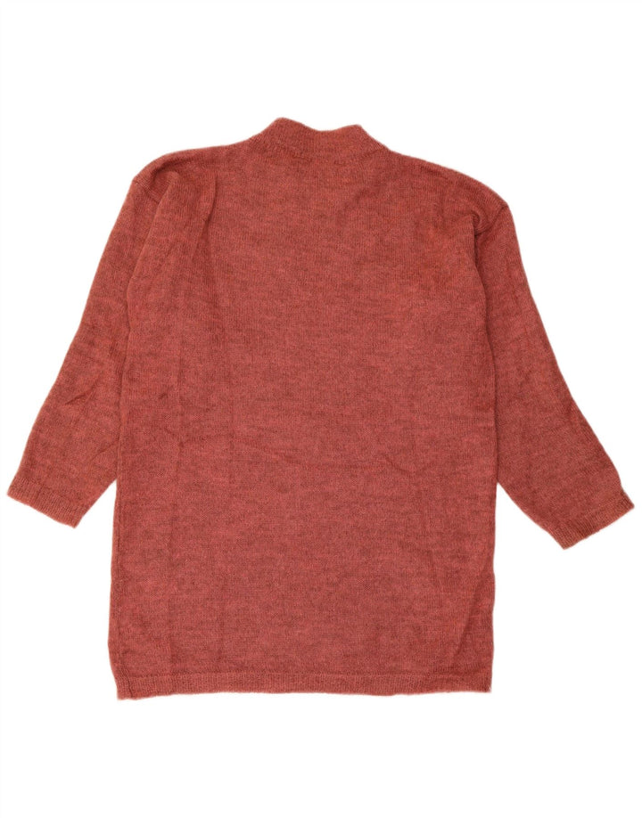 VINTAGE Damen Rollkragenpullover mit grafischem Rollkragen, Gr. 14, mittleres Kastanienbraun