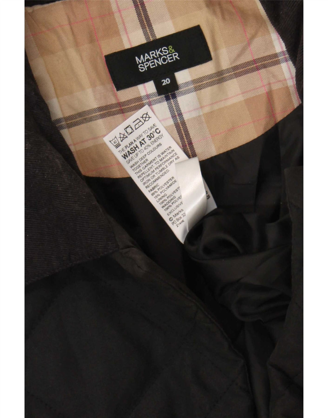 Marks & Spencer Damen Steppjacke UK 20 2XL Schwarz Polyester