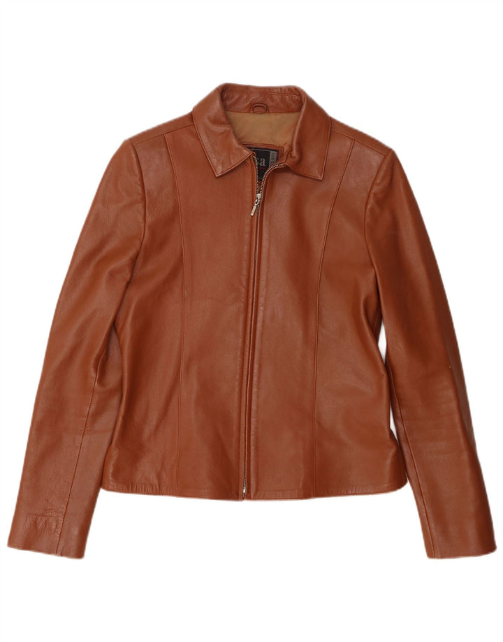 Vintage Damen Lederjacke UK 12 Mittelbraun