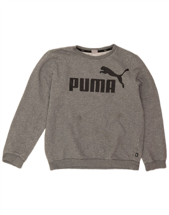 Puma Jungen Grafik-Sweatshirt-Pullover 13–14 Jahre, graue Baumwolle
