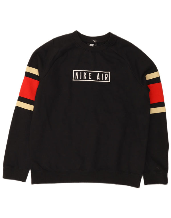 Nike Jungen-Sweatshirt mit Grafik, 13–14 Jahre, XL, schwarze Farbblock-Baumwolle