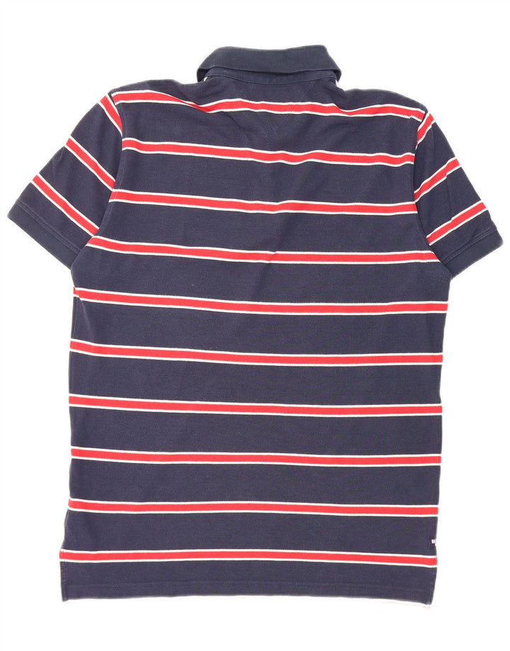 Tommy Hilfiger Herren-Kurzarm-Poloshirt, mittelmarineblau gestreift