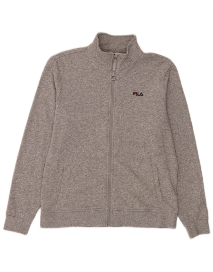 Fila Damen-Trainingsanzug-Top-Jacke, UK 14, mittelgraue Baumwolle
