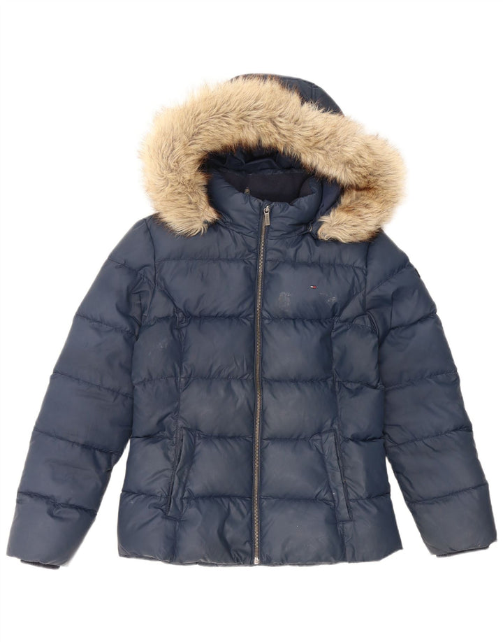 Tommy Hilfiger Wattierte Jacke mit Kapuze für Mädchen, 15–16 Jahre, blaues Polyester